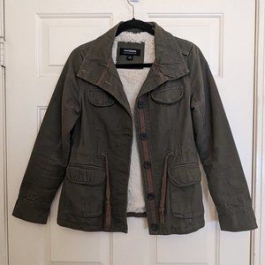 CoffeeShop Faux Fur Lined Utility Jacket, Color: Army Green, Size: Small